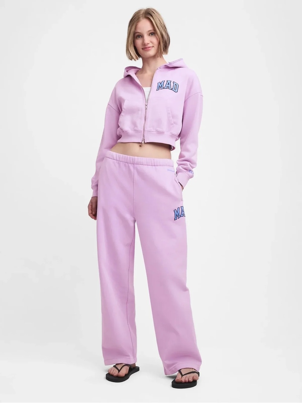 Madhappy x GAP Lavender Cropped Zip Hoodie & Wide-Leg Sweatpants Set NWT Size XS